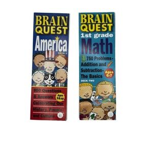 Brain Quest America Deck 2 and 1st Grade Math Deck Two Card Games Ages 6 9